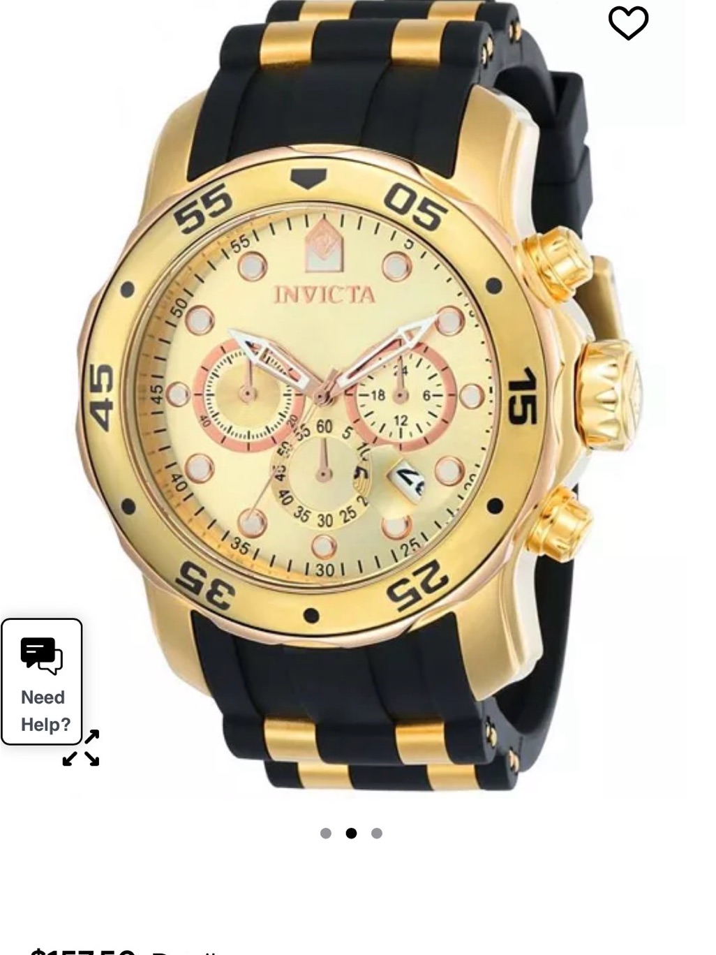 Invicta Gold And Black Chronograph Watch With Black Strap